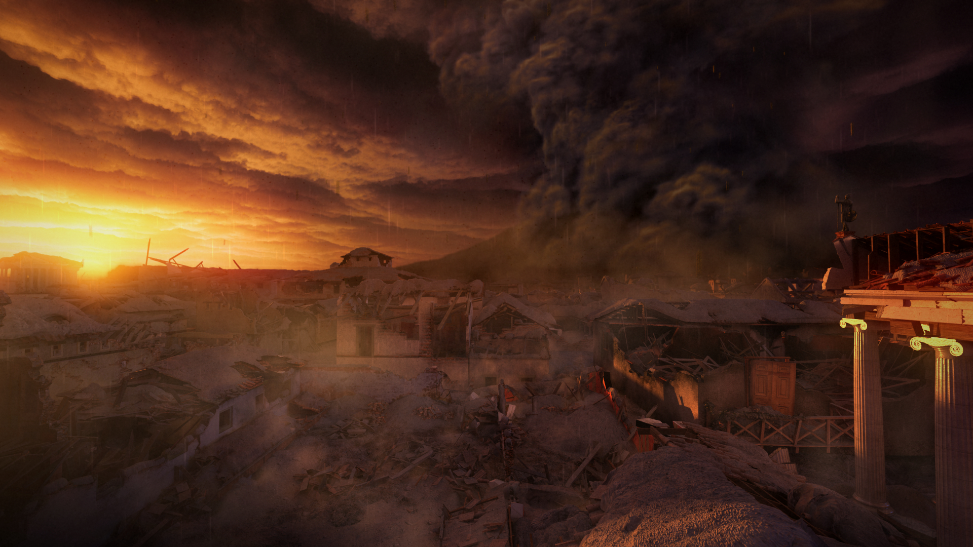 Pompeii Cinematic Image Smoky Aftermath