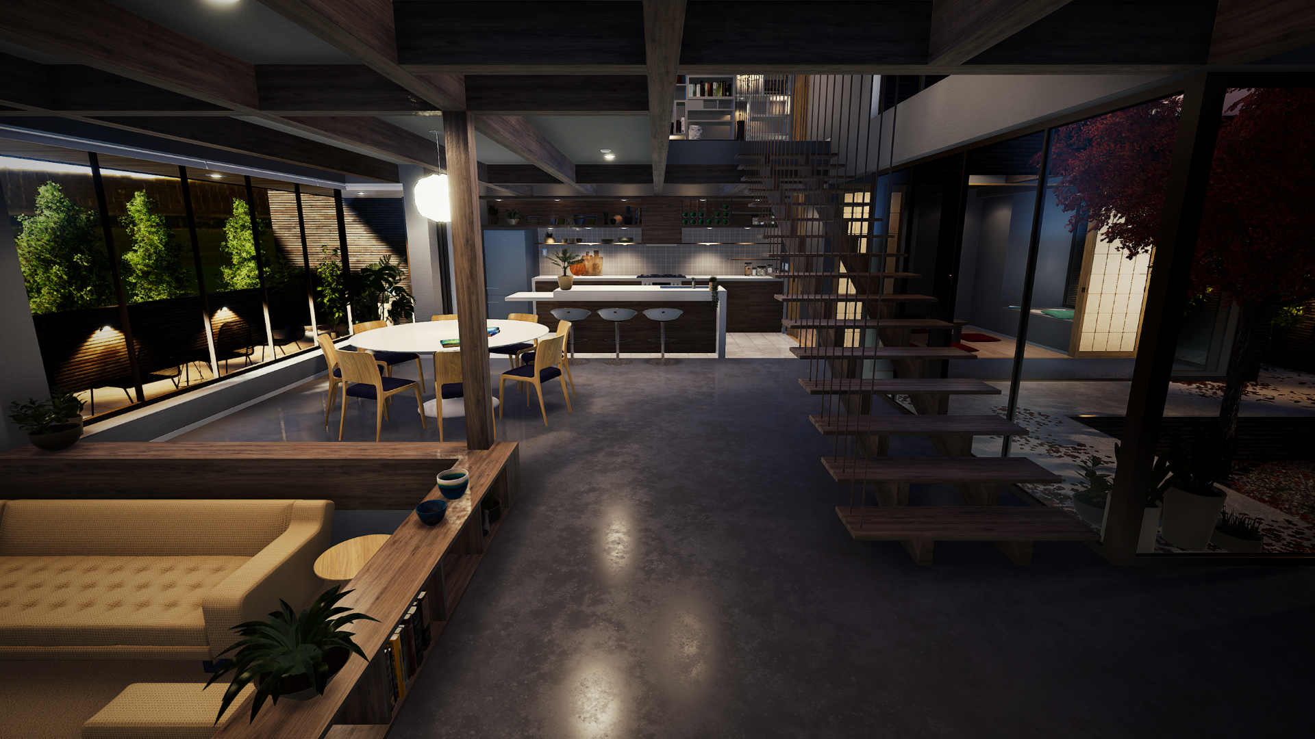 Virtual Showroom VR Living Area Design Polished Concrete Floors