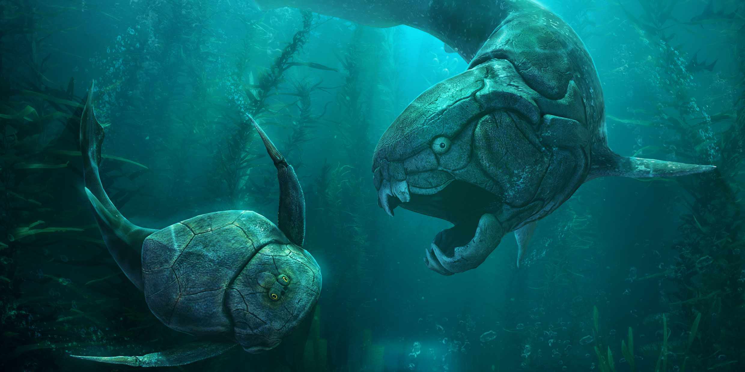 Devonian seas VR Experience Dunkleosteus and Bothriolepis